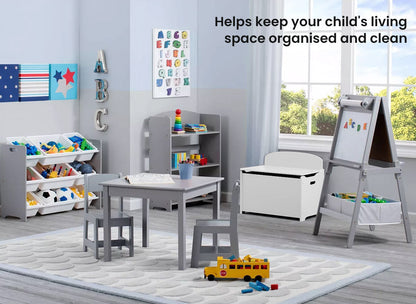 Wooden Toy Chest with Safety Lid and Handles for Kids, White