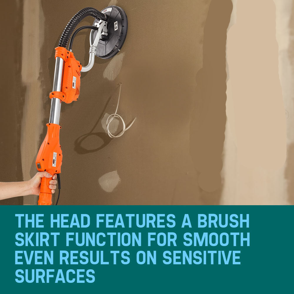 Dustless Drywall Sander with 1.83m Reach and 800W Motor, 5kg Lightweight Design