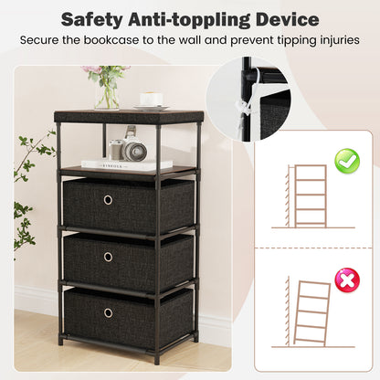 Dresser with 3 Drawers and Wood Top for Living Room Entryway-Black