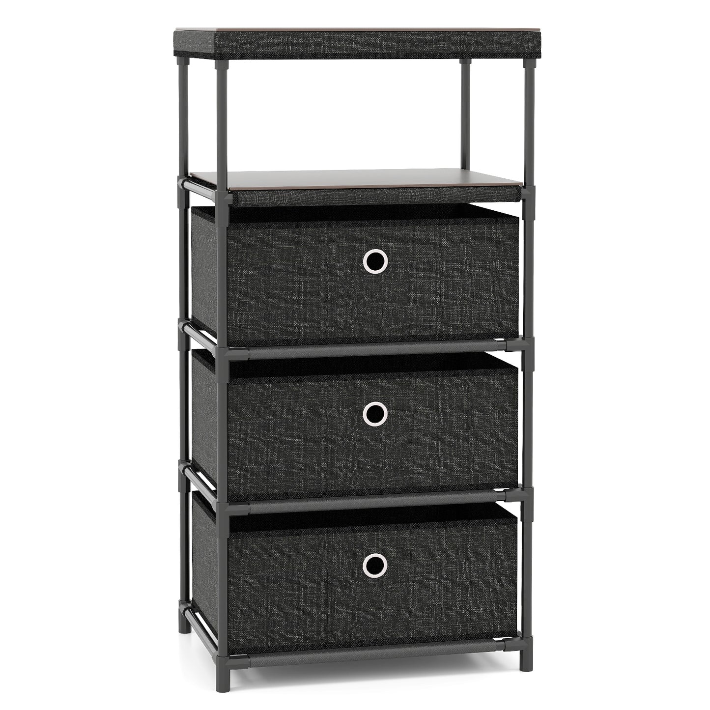 Dresser with 3 Drawers and Wood Top for Living Room Entryway-Black