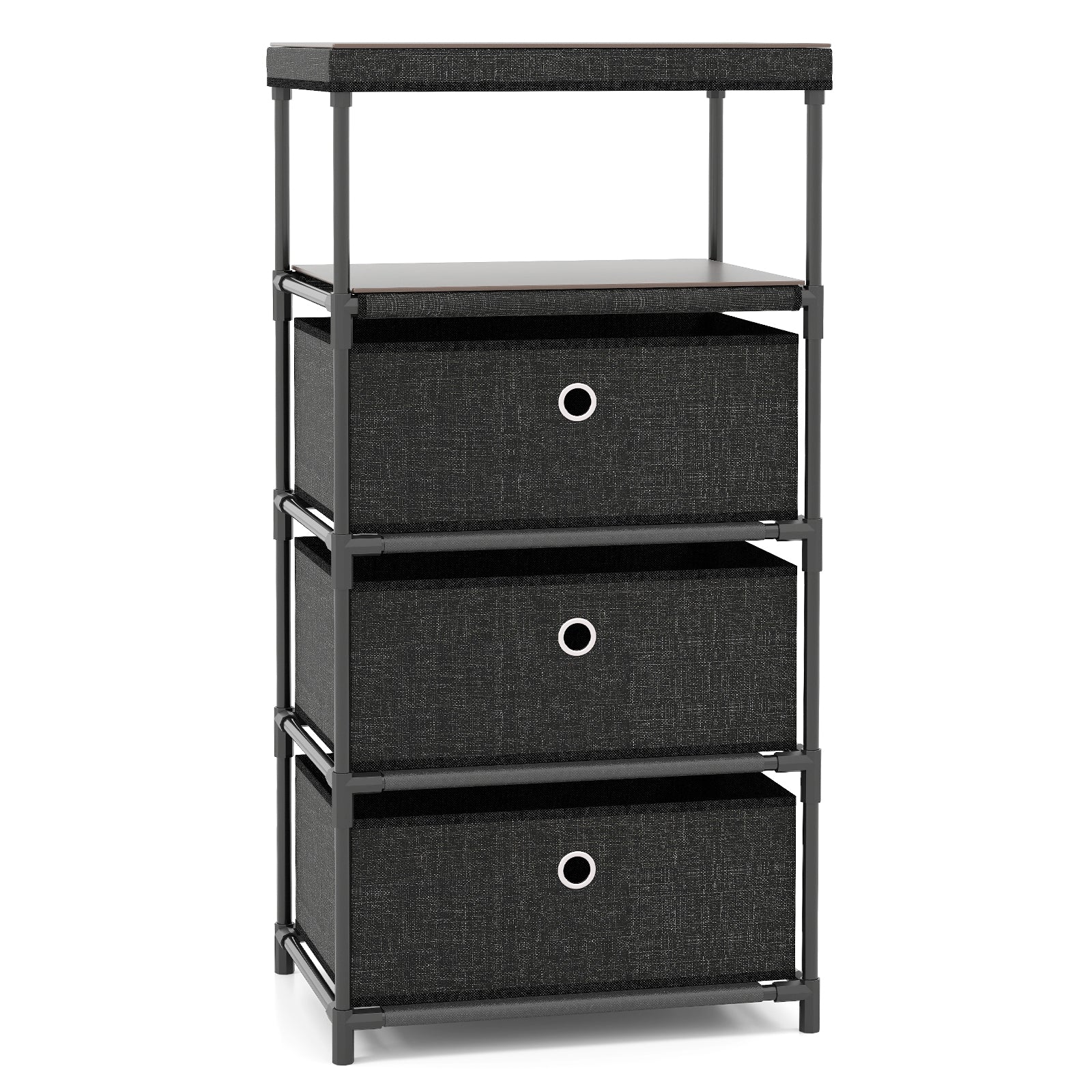 Dresser with 3 Drawers and Wood Top for Living Room Entryway-Black