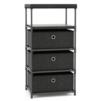 Dresser with 3 Drawers and Wood Top for Living Room Entryway-Black