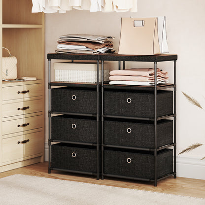 Dresser with 3 Drawers and Wood Top for Living Room Entryway-Black