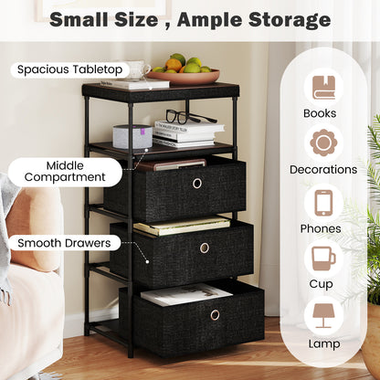 Dresser with 3 Drawers and Wood Top for Living Room Entryway-Black