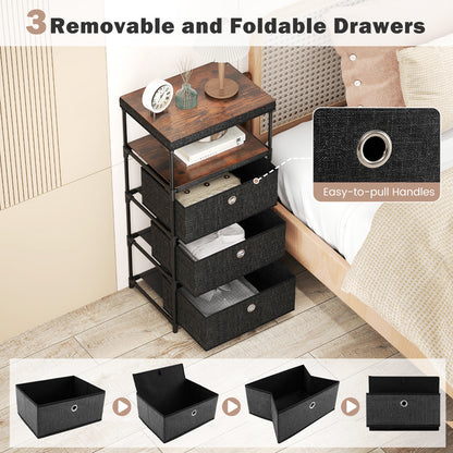 Dresser with 3 Drawers and Wood Top for Living Room Entryway-Black