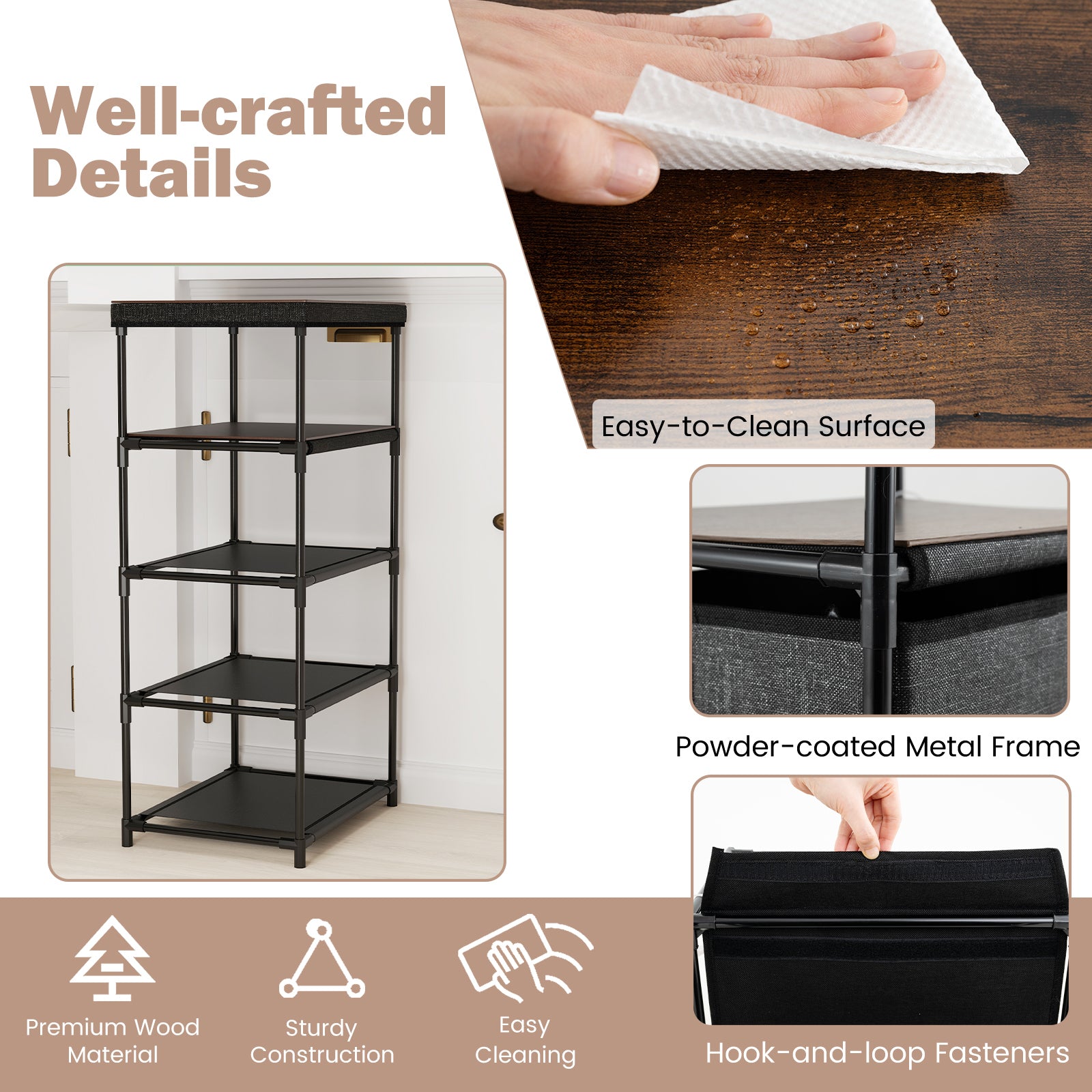 Dresser with 3 Drawers and Wood Top for Living Room Entryway-Black