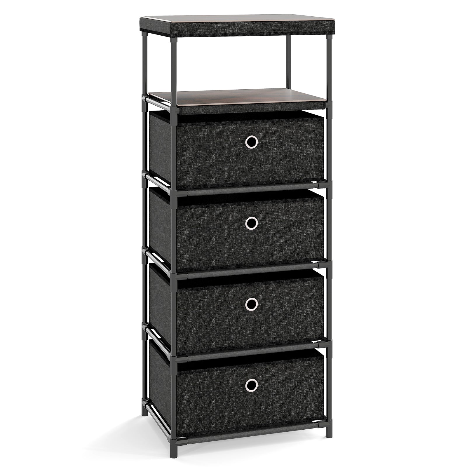 Dresser with 4 Drawers and Wood Top for Living Room Entryway-Black