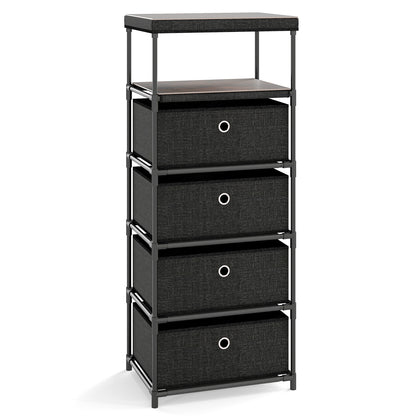 Dresser with 4 Drawers and Wood Top for Living Room Entryway-Black