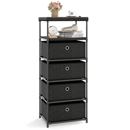 Dresser with 4 Drawers and Wood Top for Living Room Entryway-Black