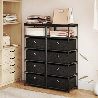 Dresser with 4 Drawers and Wood Top for Living Room Entryway-Black