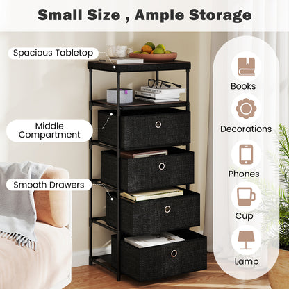 Dresser with 4 Drawers and Wood Top for Living Room Entryway-Black