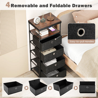 Dresser with 4 Drawers and Wood Top for Living Room Entryway-Black