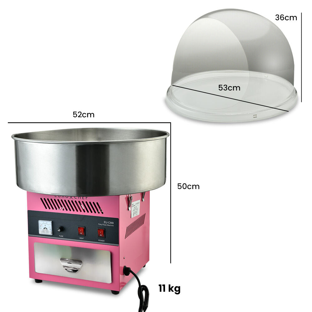 Commercial Cotton Candy Maker with 0.52m Bowl & Impact-Resistant Cover, 1100W