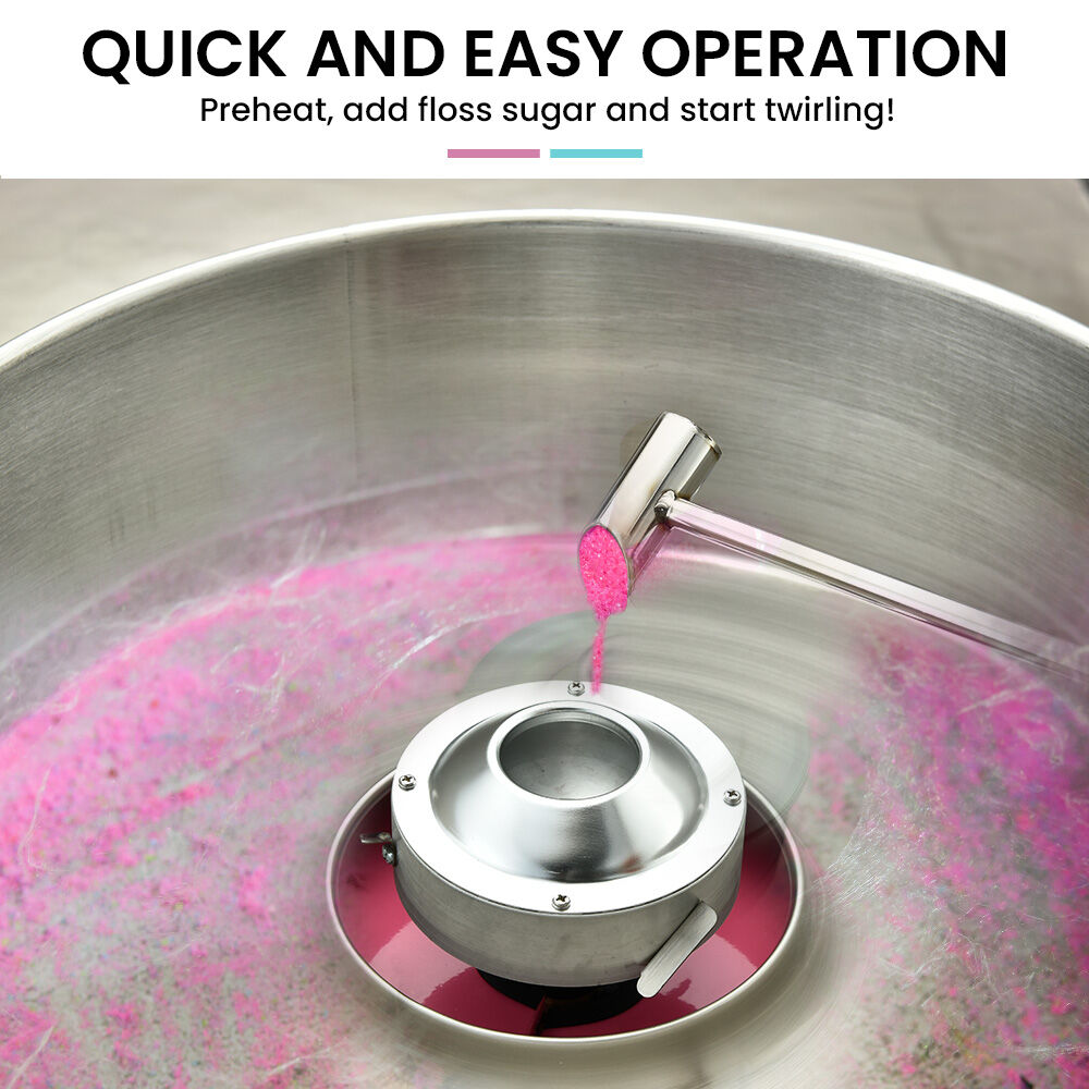 Commercial Cotton Candy Maker with 0.52m Bowl & Impact-Resistant Cover, 1100W