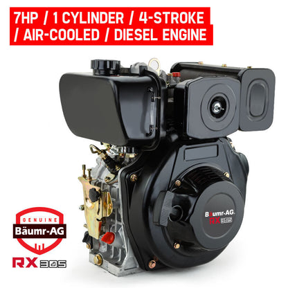 7HP Diesel 4-Stroke OHV Engine - Horizontal Shaft Motor for Industrial Use