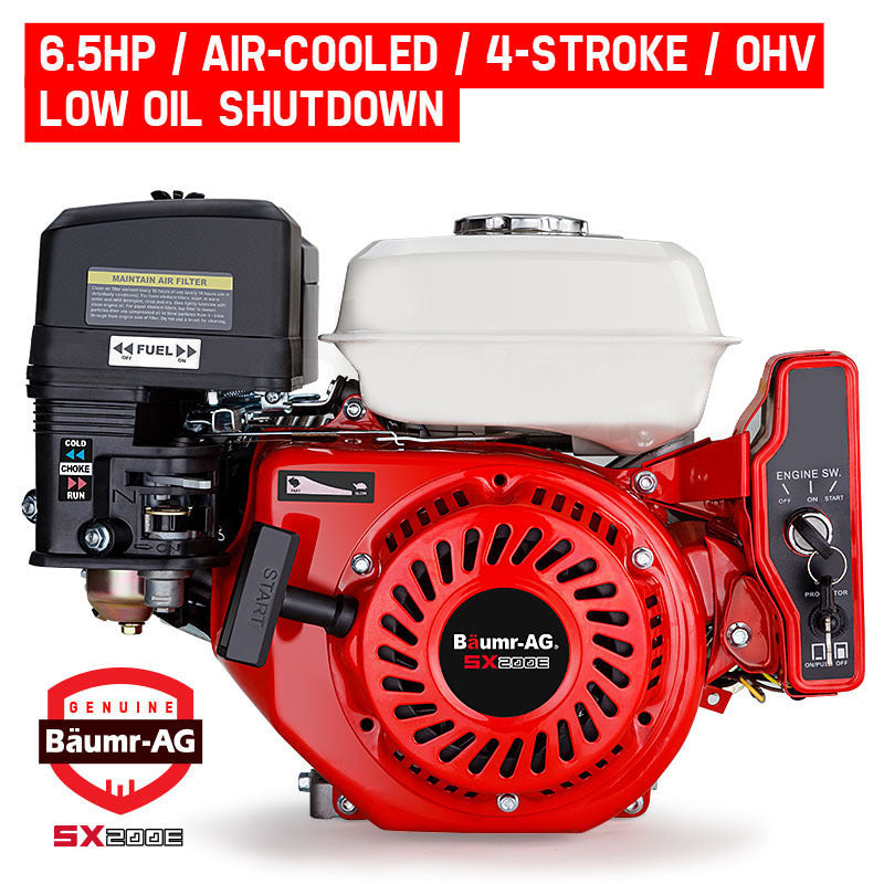 6.5HP Petrol Engine OHV Motor with Electric Start & Recoil - 0.16m Shaft