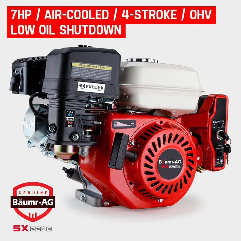 7HP Petrol Engine - 4-Stroke, Electric Start, Horizontal Shaft, 0.18m Shaft