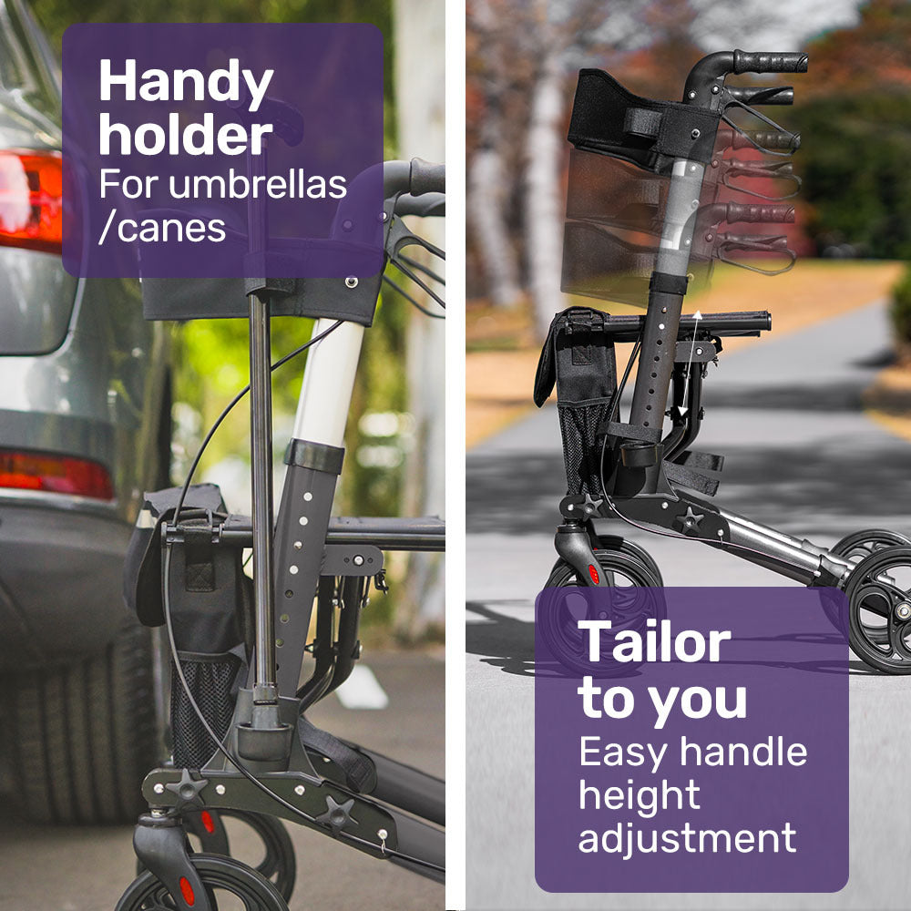 Lightweight Aluminium Rollator with Foldable Design and 135kg Capacity