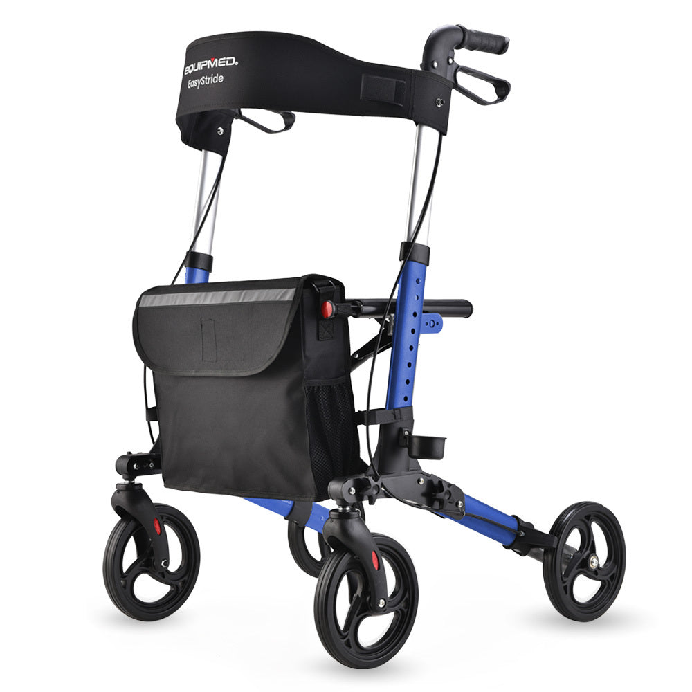 Lightweight Aluminum Rollator with 0.2m Wheels and 135kg Capacity - Blue