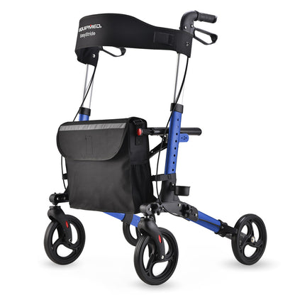 Lightweight Aluminum Rollator with 0.2m Wheels and 135kg Capacity - Blue