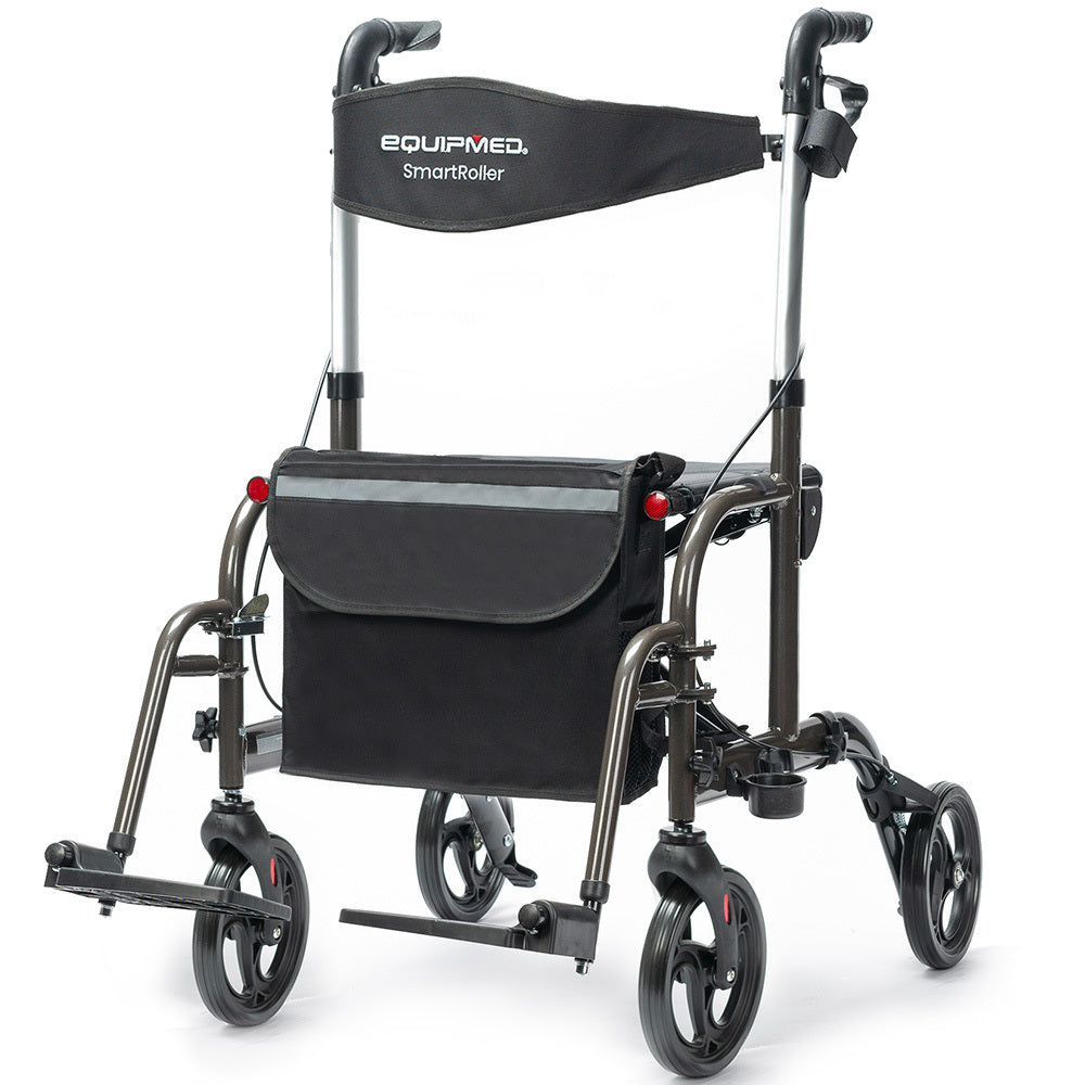 SmartRoller 2-in-1 Aluminum Rollator & Transit Wheelchair - Lightweight & Ergonomic