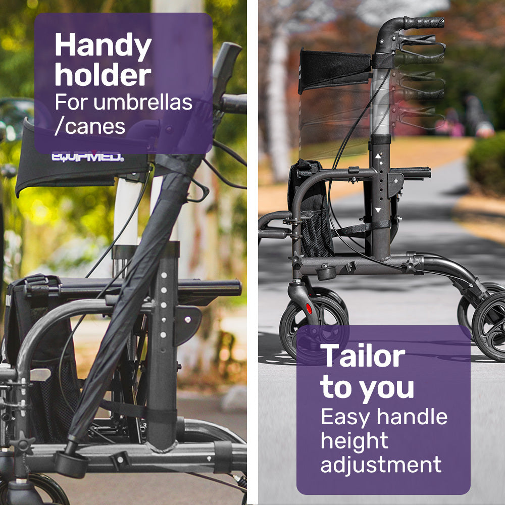 SmartRoller 2-in-1 Aluminum Rollator & Transit Wheelchair - Lightweight & Ergonomic
