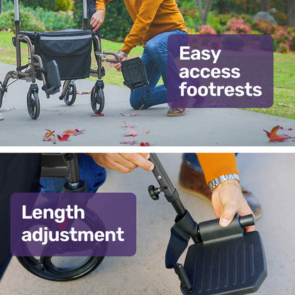 SmartRoller 2-in-1 Aluminum Rollator & Transit Wheelchair - Lightweight & Ergonomic