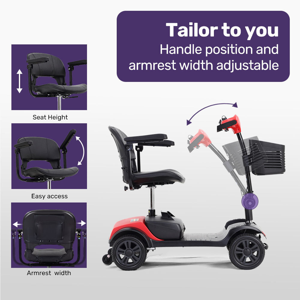Compact Electric Mobility Scooter with Adjustable Features, 25km Range, 120kg Capacity