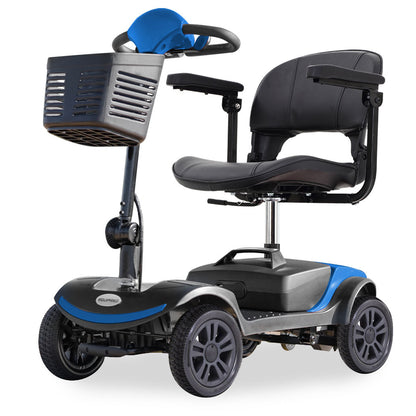Compact Electric Mobility Scooter with Swivel Seat, Anti-Tip Wheels, and Storage