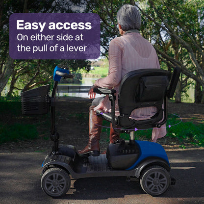 Compact Electric Mobility Scooter with Swivel Seat, Anti-Tip Wheels, and Storage