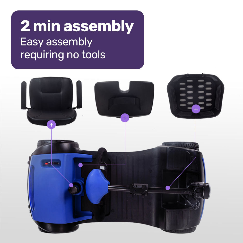 Compact Electric Mobility Scooter with Swivel Seat, Anti-Tip Wheels, and Storage