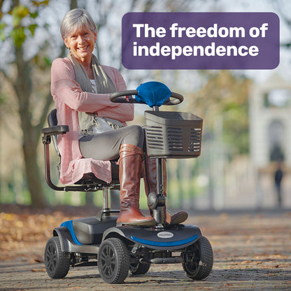 Compact Electric Mobility Scooter with Swivel Seat, Anti-Tip Wheels, and Storage
