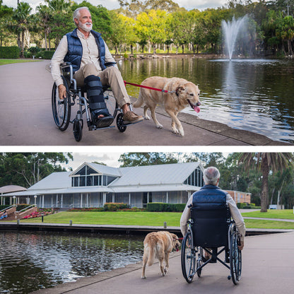 24" Folding Wheelchair, 136kg Capacity, Retractable Armrests, Adjustable Footrests
