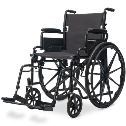 XL-Wide Quick-Folding Wheelchair with 0.6m Rear Tyres, 136kg Capacity - Black