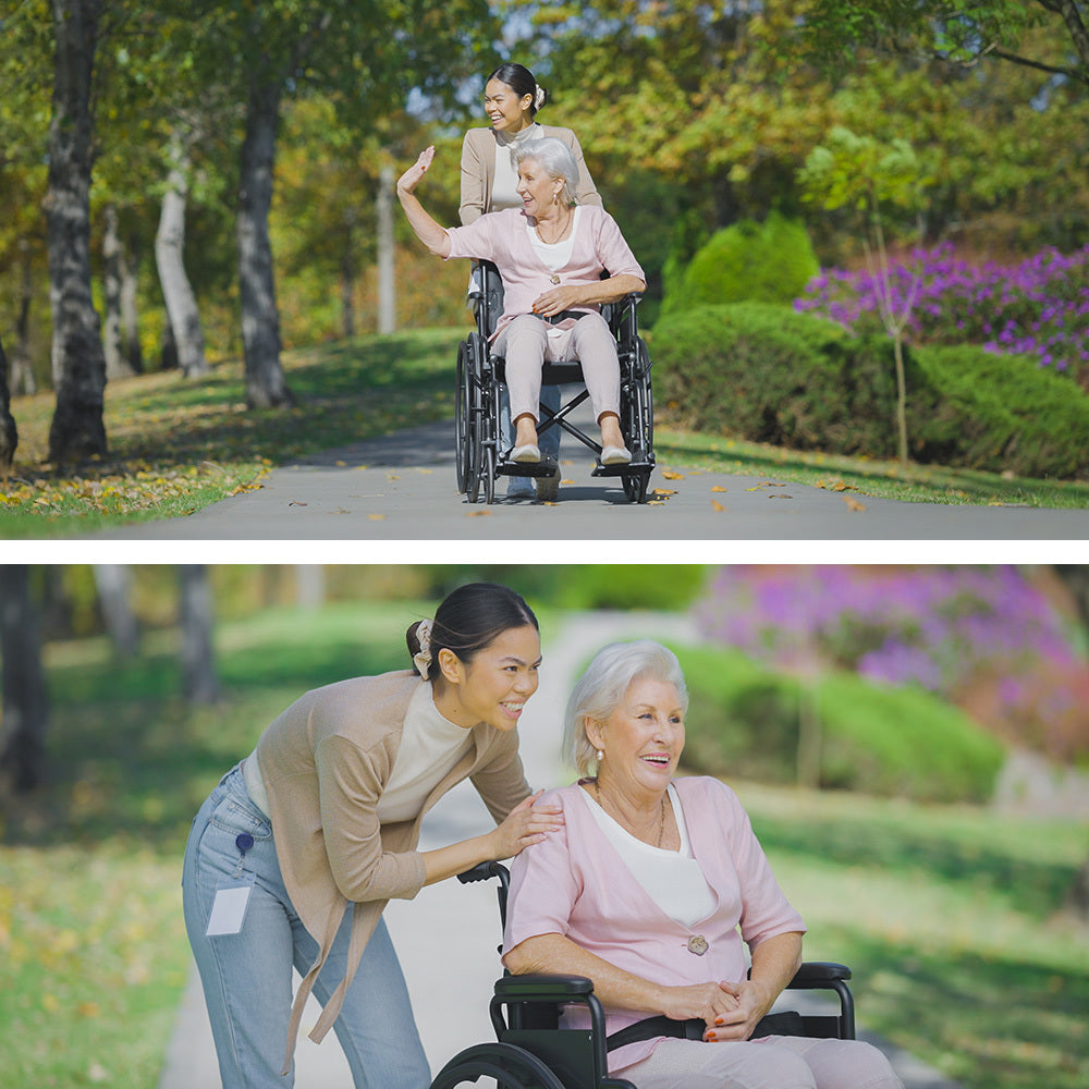 XL-Wide Quick-Folding Wheelchair with 0.6m Rear Tyres, 136kg Capacity - Black
