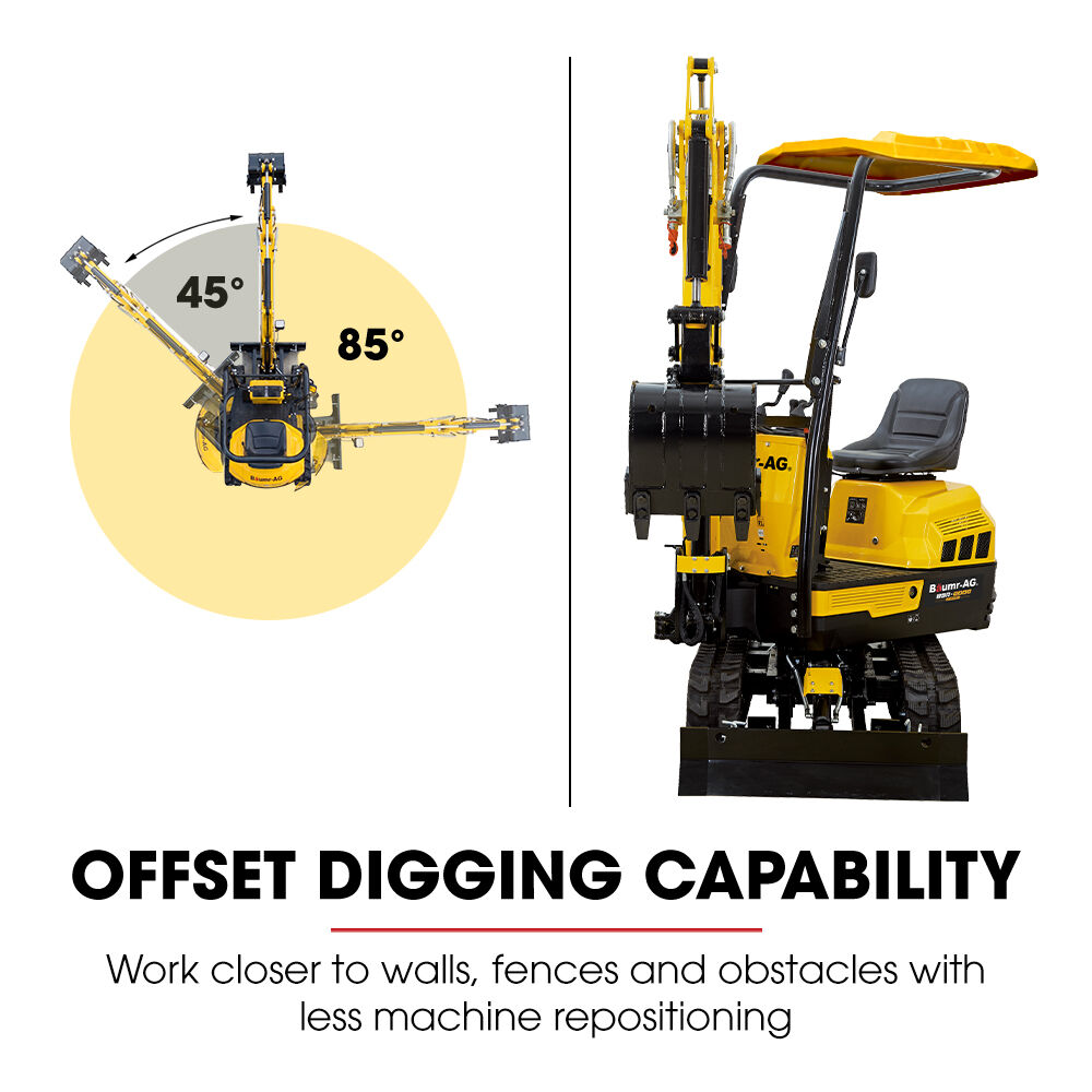 1T Mini Excavator + 6 Attachment Bundle, 12.3kN Digging Force, 720-900mm Hydraulic Adjustable Tracks