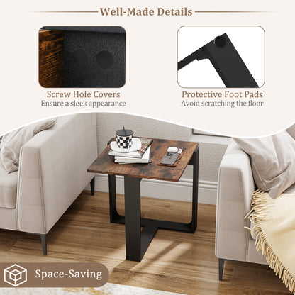 End Table Industrial Sofa Side Table with Metal Frame-Coffee-1 piece