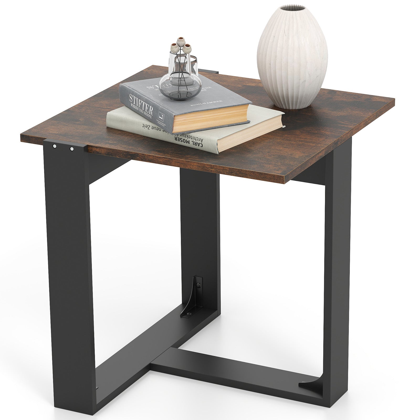 End Table Industrial Sofa Side Table with Metal Frame-Coffee-1 piece
