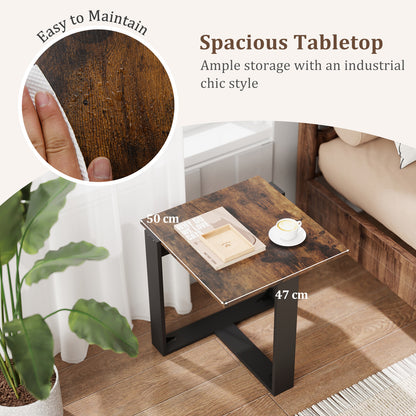 End Table Industrial Sofa Side Table with Metal Frame-Coffee-1 piece