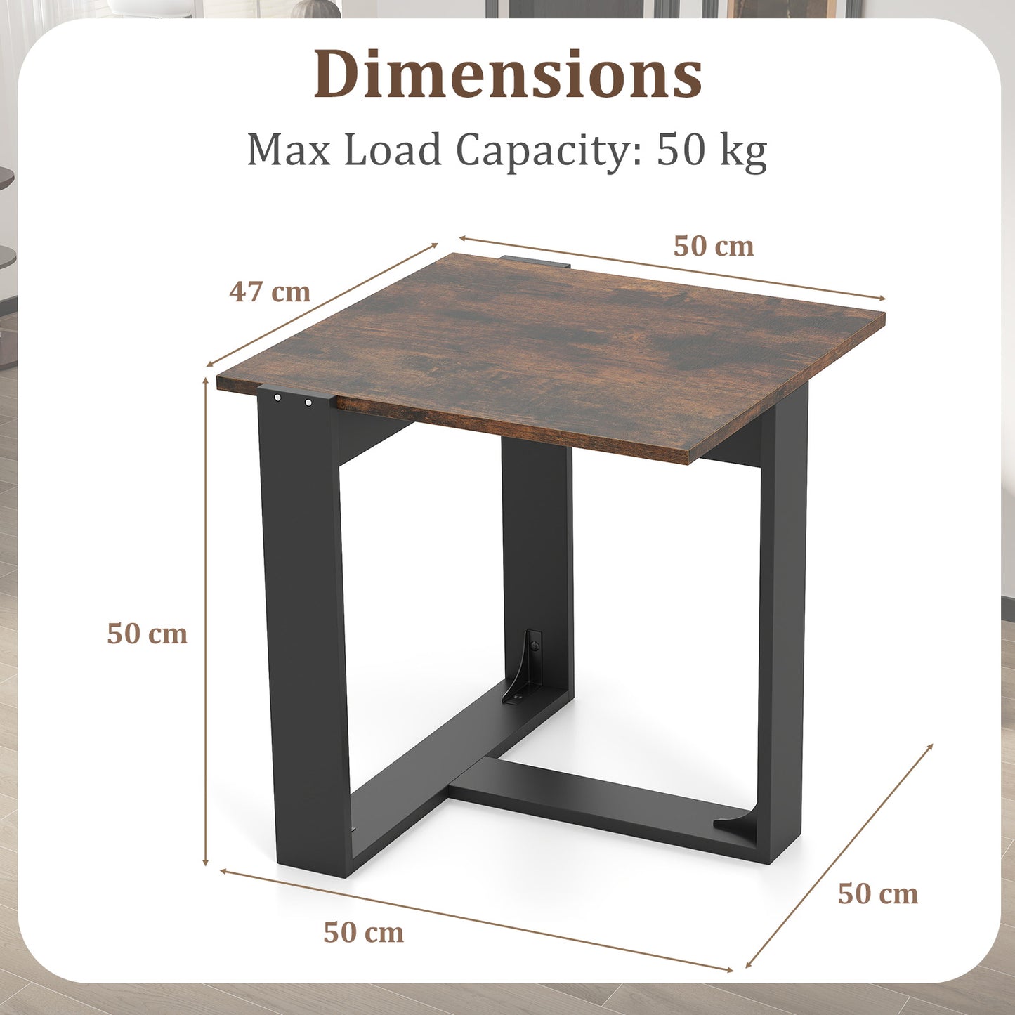 End Table Industrial Sofa Side Table with Metal Frame-Coffee-1 piece