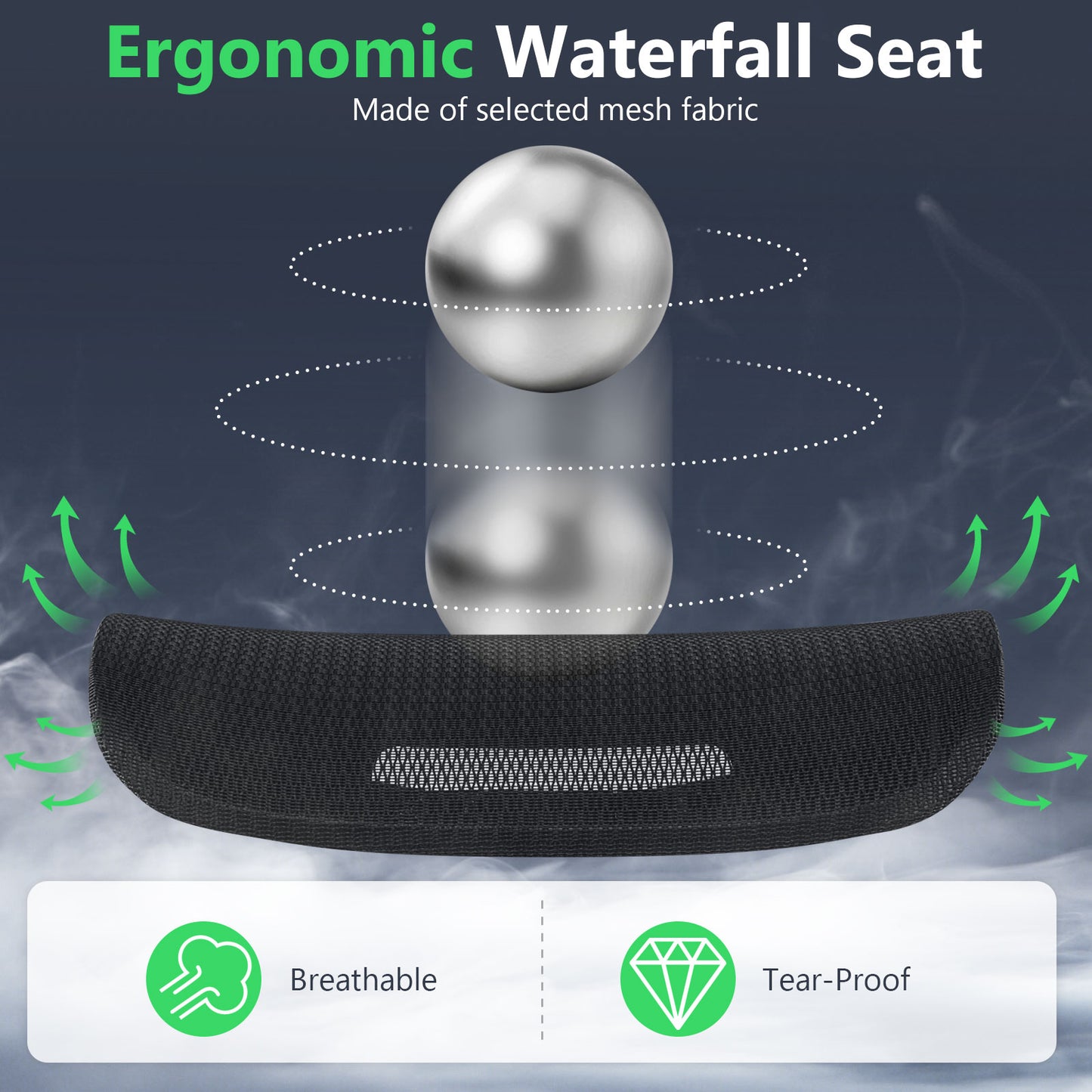 Ergonomic Office Chair Swivel Computer Desk Chair with Rotating Headrest-Black