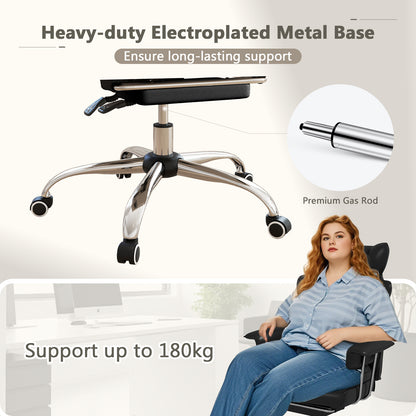 Executive Desk Chair with Retractable Footrest and Adjustable Height Reclining Function-Black
