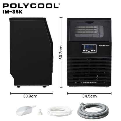 Commercial Ice Maker Machine, up to 35kg/24hr, Timer & Self Cleaning Programs
