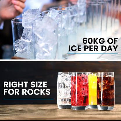 Commercial Ice Maker Machine, up to 60kg/24hr, Timer & Self Cleaning Programs