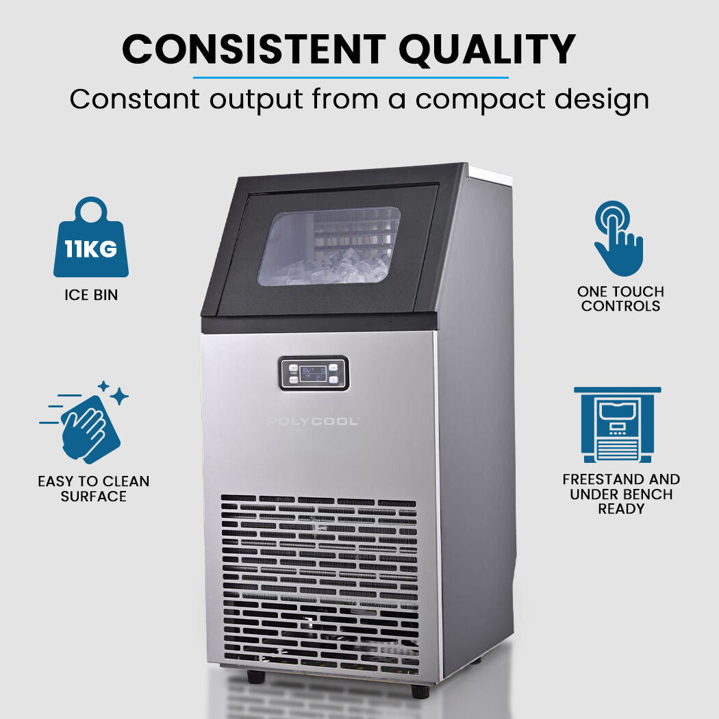 Commercial Ice Maker Machine, up to 60kg/24hr, Timer & Self Cleaning Programs