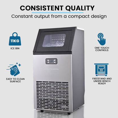Commercial Ice Maker Machine, up to 60kg/24hr, Timer & Self Cleaning Programs
