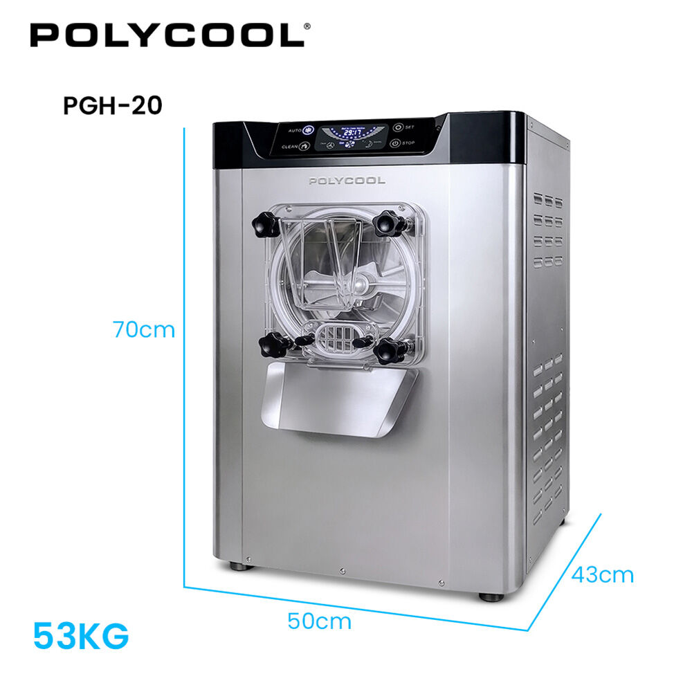 Commercial 4L Benchtop Hard Ice Cream and Gelato Machine, 16L/hr output, 1400W, Stainless Steel, Digital Control Panel