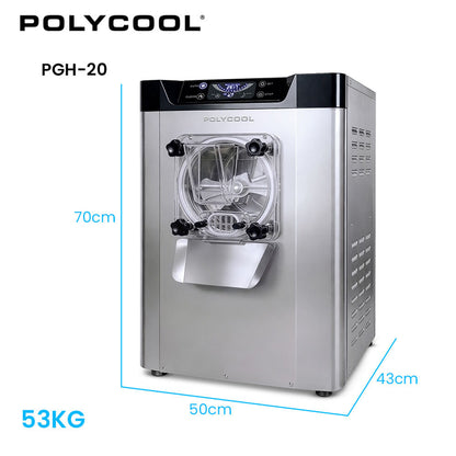 Commercial 4L Benchtop Hard Ice Cream and Gelato Machine, 16L/hr output, 1400W, Stainless Steel, Digital Control Panel