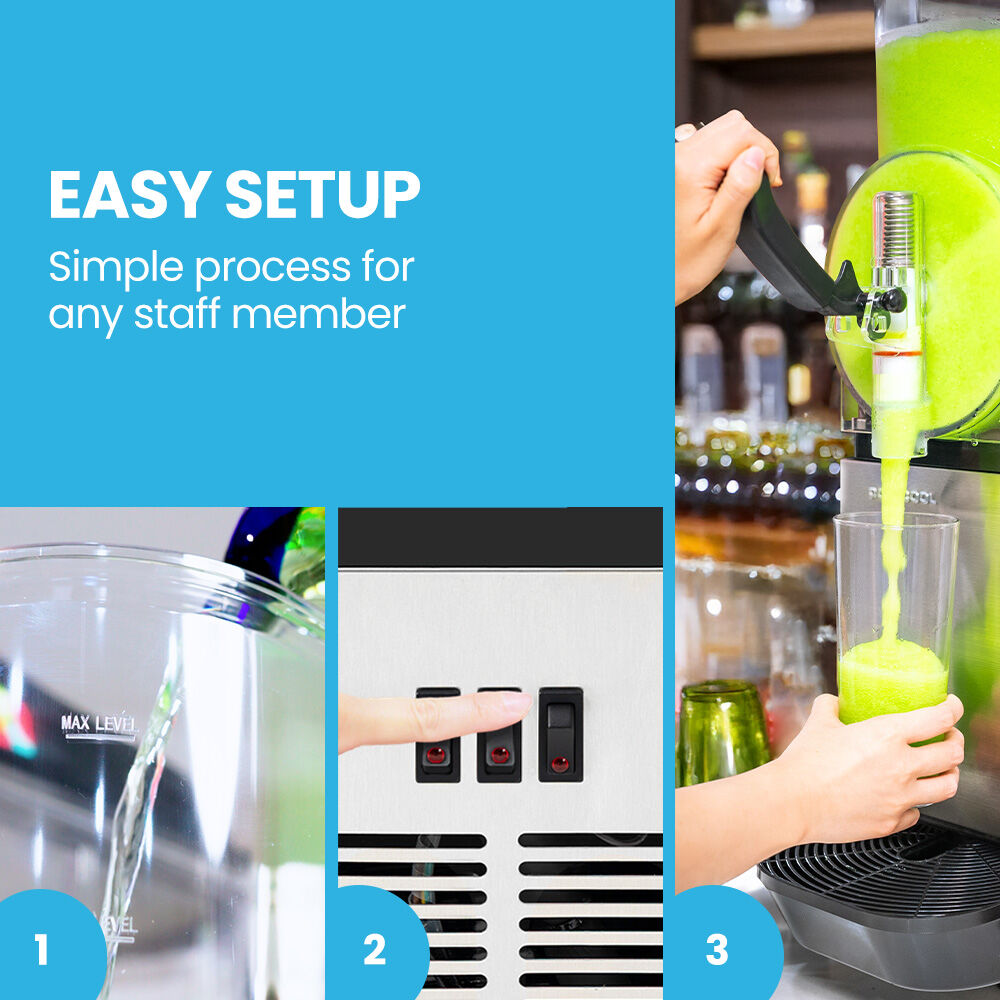 12L Commercial Slushie Machine with Donper Compressor, Stainless Steel Design