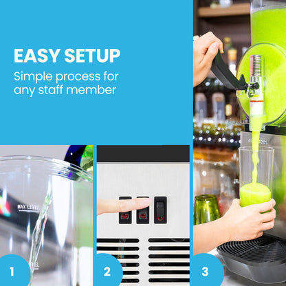 12L Commercial Slushie Machine with Donper Compressor, Stainless Steel Design